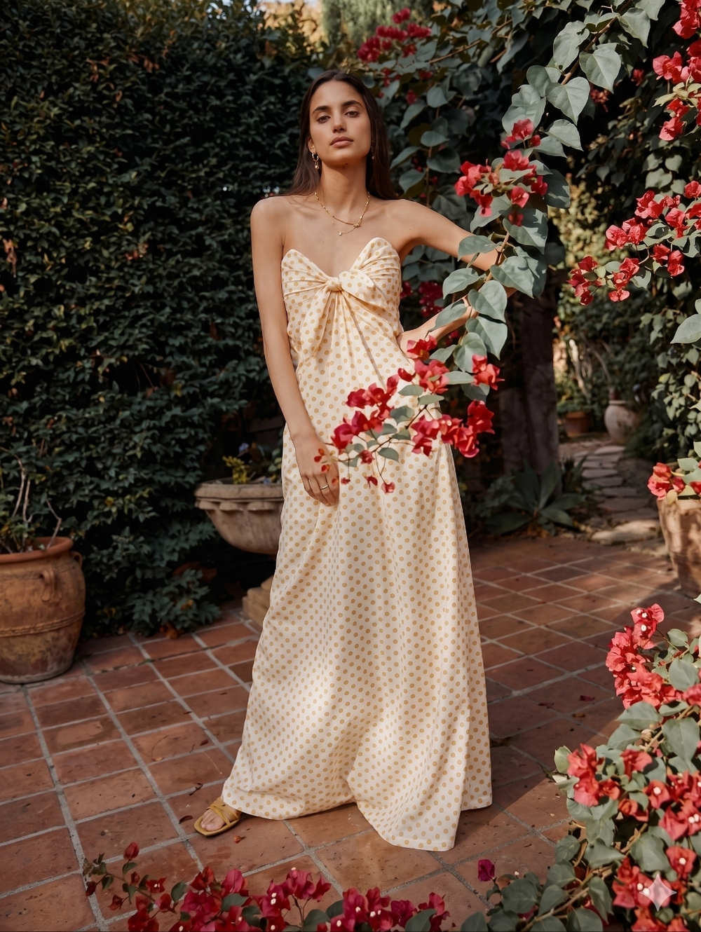 Significant Other Allure strapless Maxi Dress Embroidered sunflower BHLDN 6